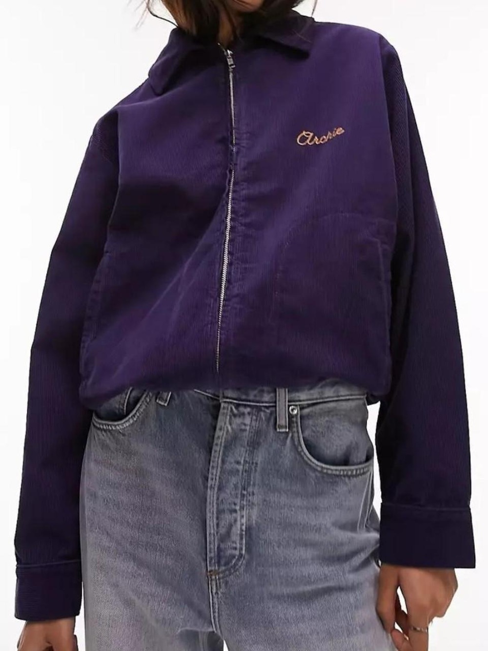 Topshop Navy Blue Corduroy Jacket